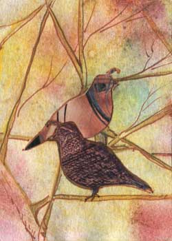 "A Pair of Partridge In A Tree" by Audrey J Wilde, Wausau WI - Collage - SOLD